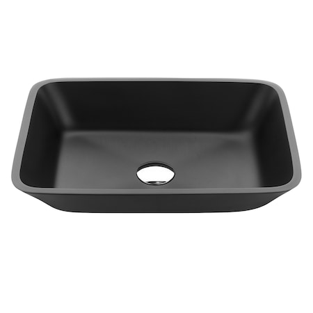 Anzzi Innovio Rectangle Glass Vessel Bathroom Sink with Matte Black Finish LS-AZ911MB
